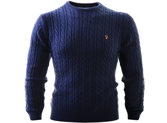 The Lewes Cable Knit Sweater in Navy