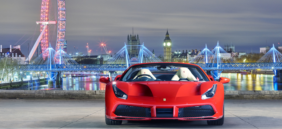 Formula One helps to unveil the Ferrari 488 Spider in London.
