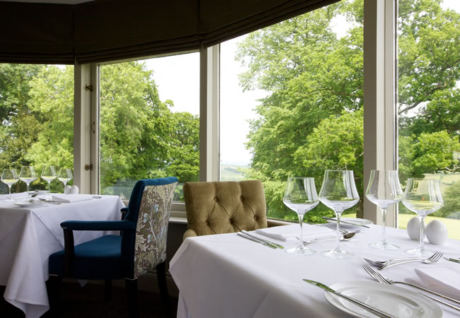 The Devon View Restaurant has stunning views across the rolling Devon hills to Exmoor