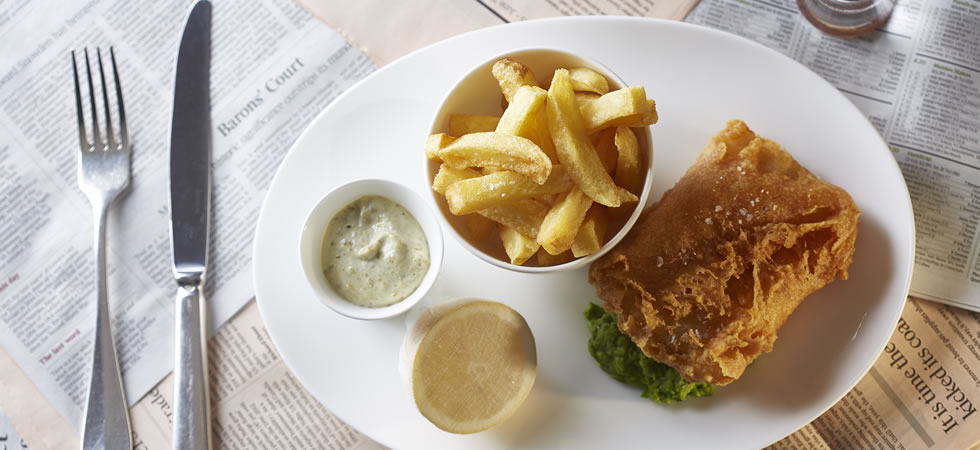 fish and chips at Indigo at One Aldwych Hotel
