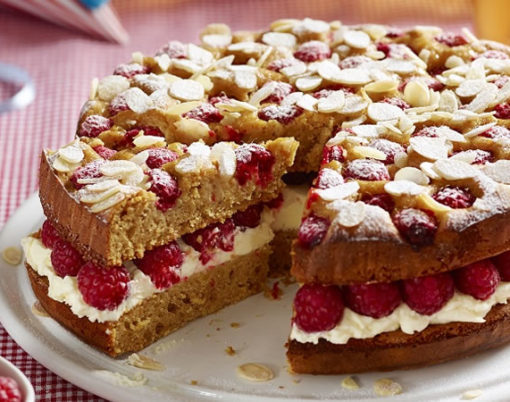 Potter's British raspberry, apricot & almond cake