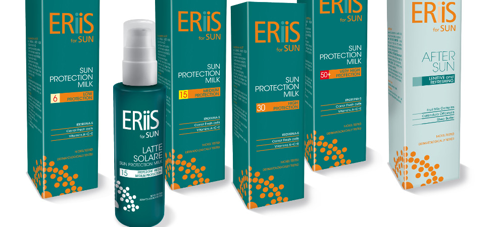 The new ERiiS Sun range from Italy’s Iridiem Pharma offers triple protection sun care against UVA, UVB and Infrared-A, with its highest 50+ SPF providing a UVA-UVB ratio of 82.95%.
