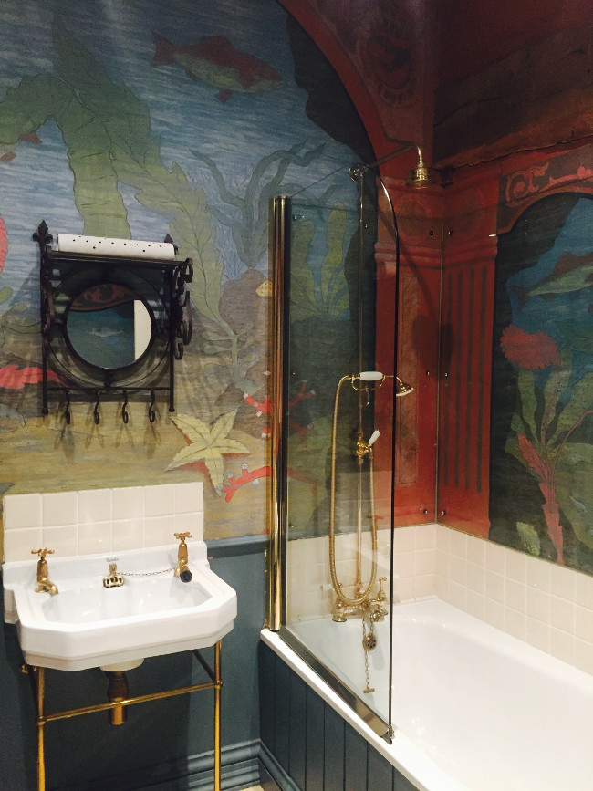 The hand-painted bathroom