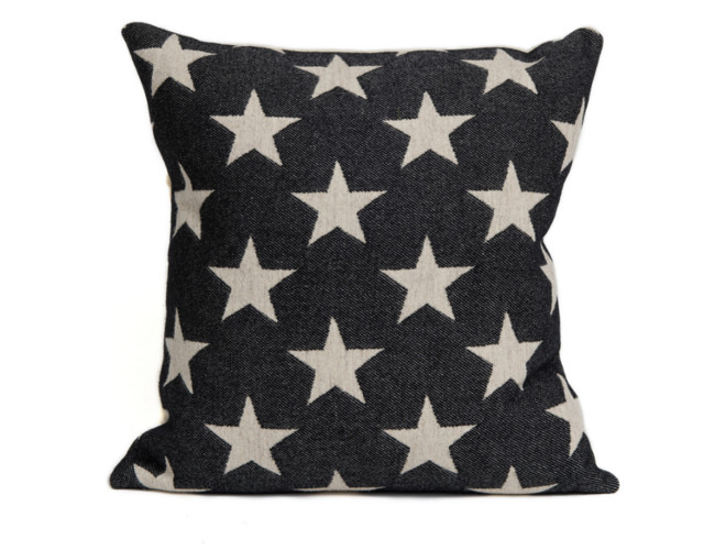 100% lambswool Antares Star Cushion Linen On Black by Tori Murphy. 