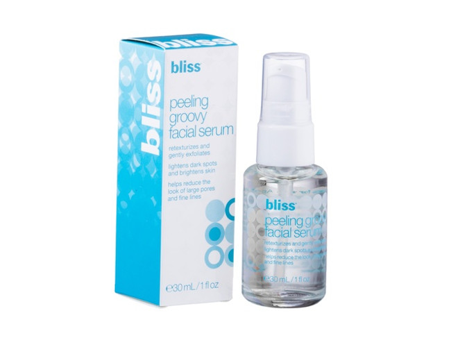 The bliss Peeling Groovy product evens out skin tone and texture. 