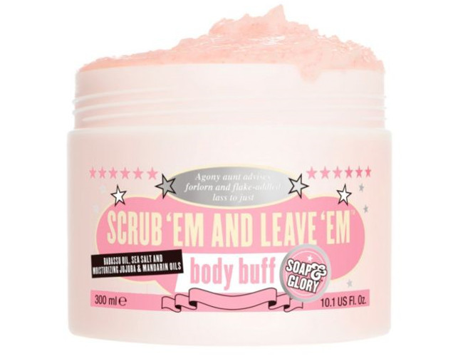 Scrub ‘em and leave ‘em is one of Soap & Glory’s body exfoliators. 
