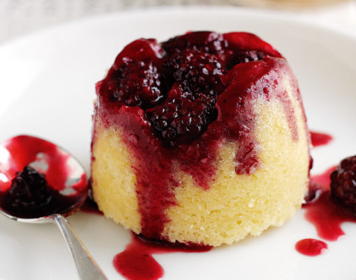 Blackberry and coconut steamed puddings