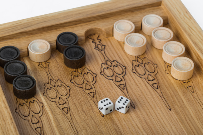 Backgammon playing field and dices - games background