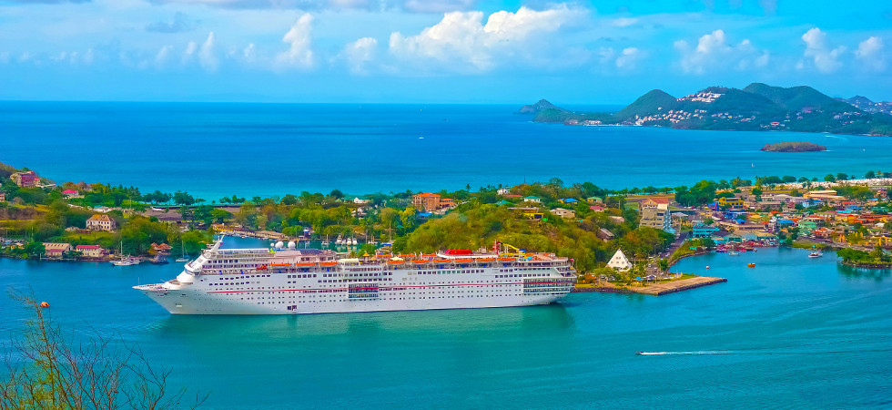 The port or cruise dock at Saint Lucia island at Caribbean sea