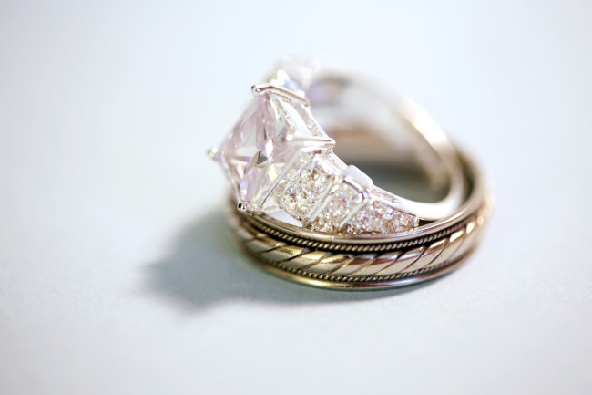 Diamond Wedding or Engagement Ring.  Diamond ring in white gold or platinum band.