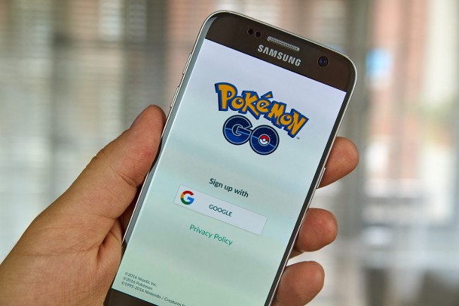 MONTREAL CANADA - JULY 14 : Pokemon Go on Samsung s7 screen. Pokemon Go a free-to-play augmented reality mobile game developed by Niantic for iOS and Android devices.