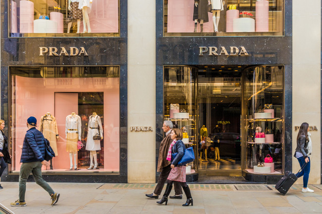 April 2019. London. A view of the Prada store on Bond street in london