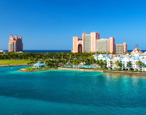 NASSAU BAHAMAS - March 9. 2016: The Atlantis Paradise Island resort located in the Bahamas . The resort cost $800 million to bring to life the myth and legend of the lost city of Atlantis.