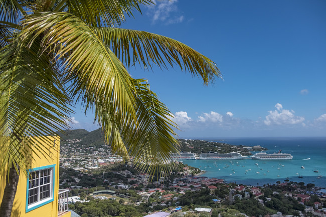 The beautiful town of Charlotte Amalie in Saint Thomas  US virgin islands in the Caribbean sea