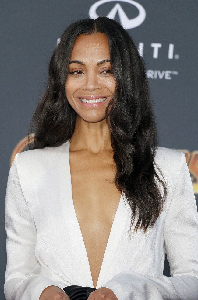 Zoe Saldana at the premiere of Disney and Marvel's 'Avengers: Infinity War' held at the El Capitan Theatre in Hollywood, USA on April 23, 2018.