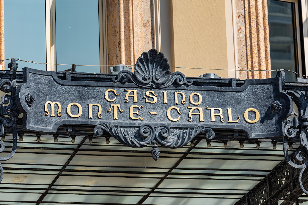 MONTE CARLO, MONACO - JUNE 04, 2019: Casino building facade in a sunny summer day in Monte Carlo, Monaco.