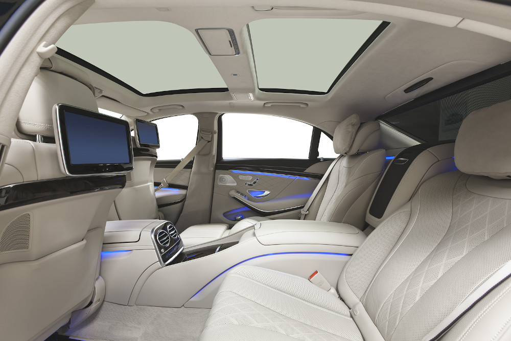 Car interior luxury back seats with multimedia & panoramic roof