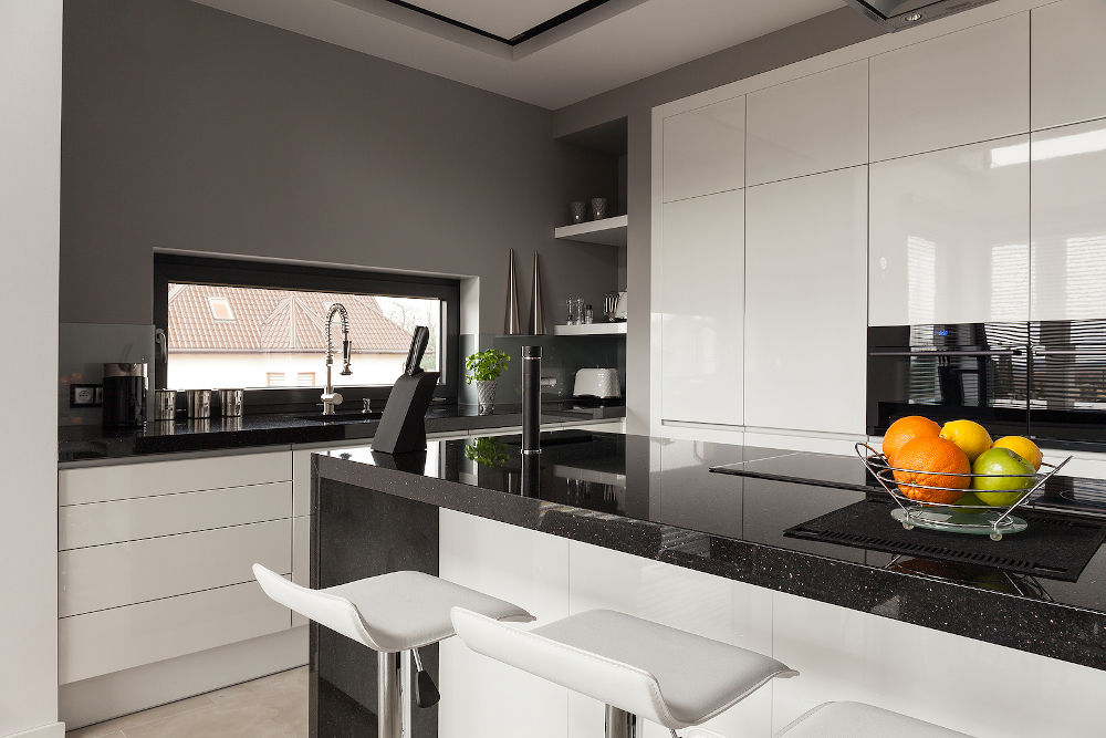 contemporary black and white kitchen
