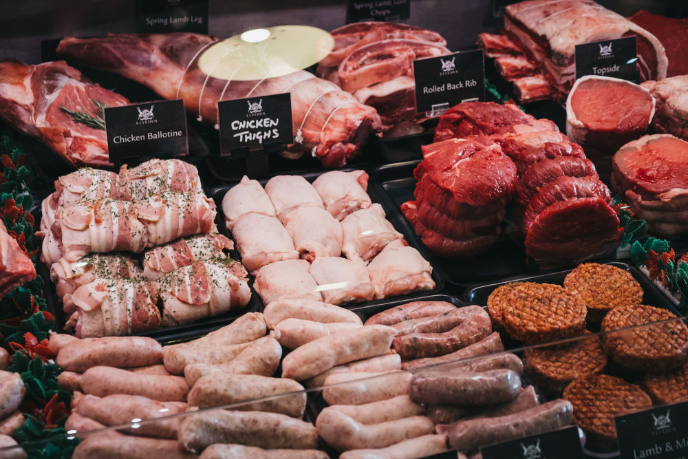 Meat organised at a butchers