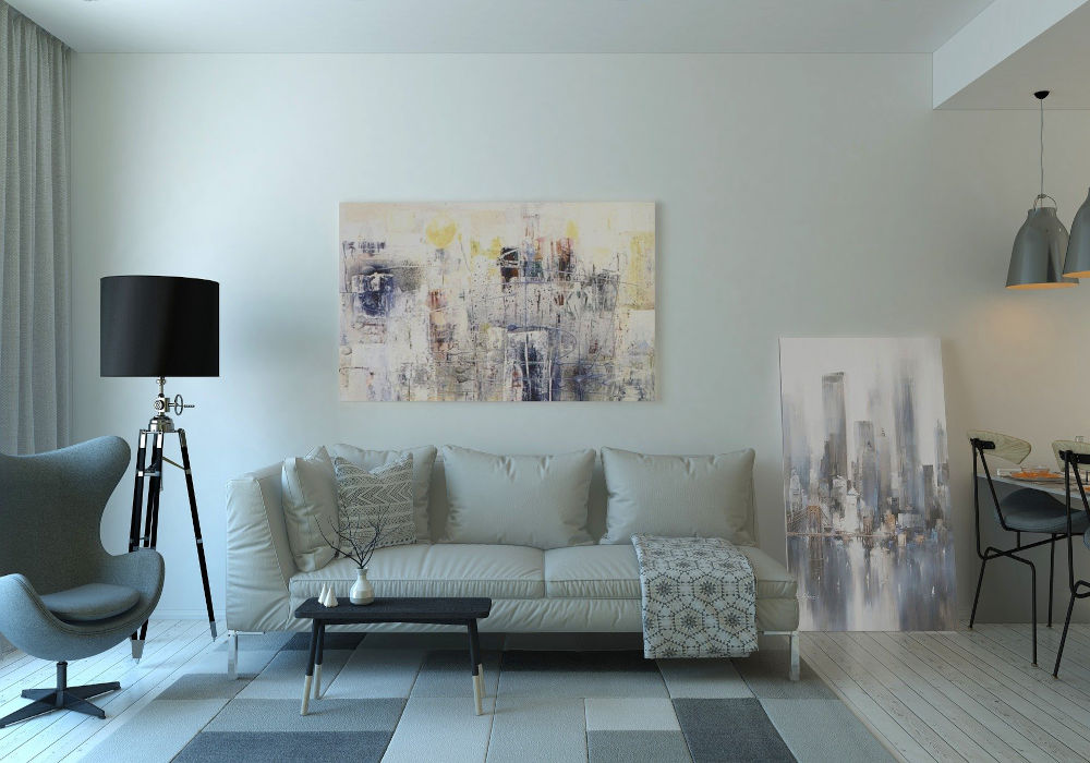 Living room with paintings