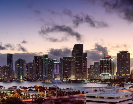 Views of Miami during the sunset