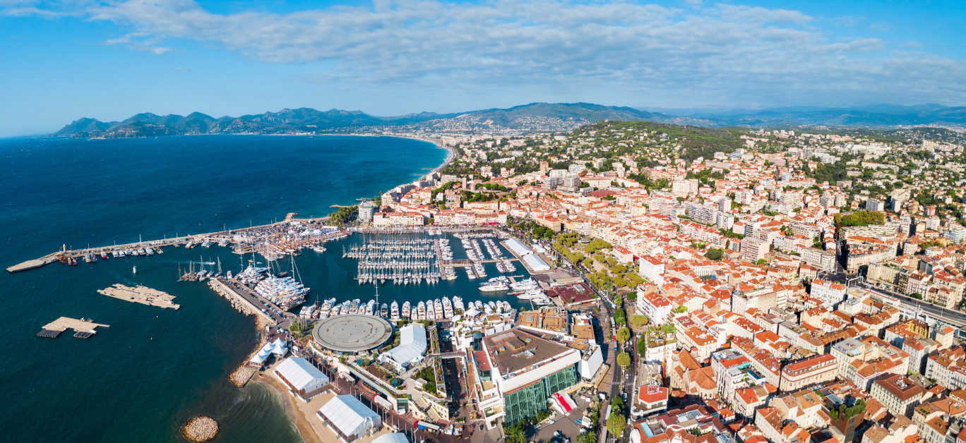 Cannes Aerial Panoramic View. Cannes Is A City Located On The Fr