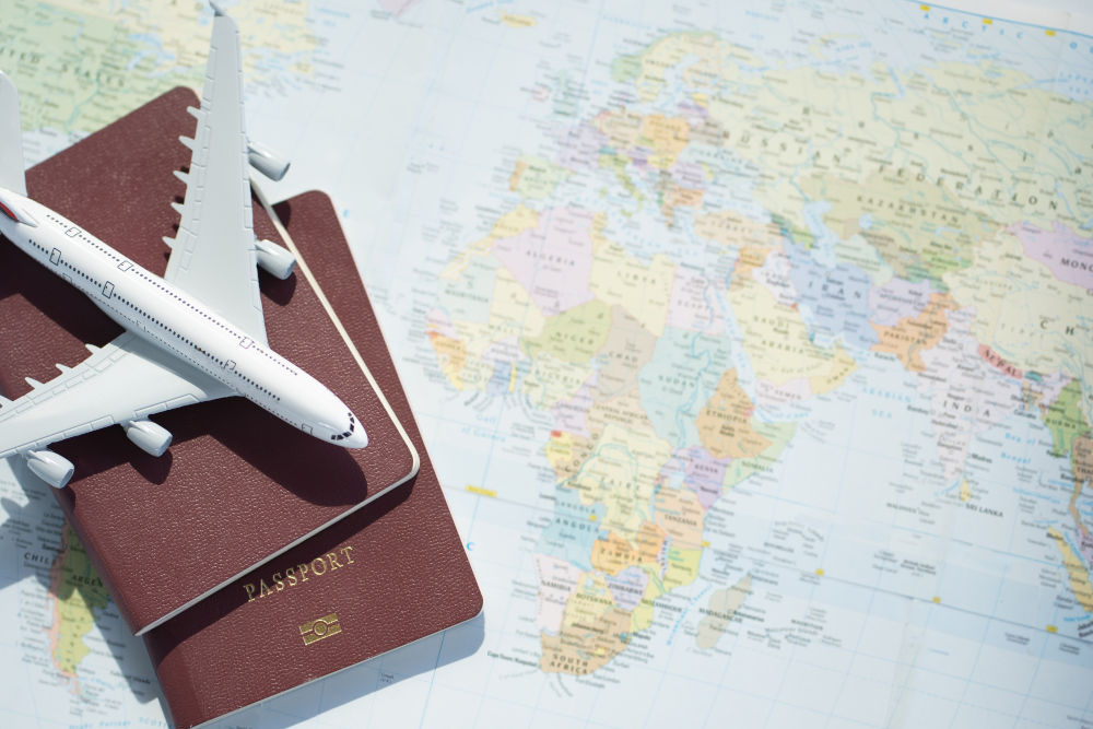 Passport with a map background