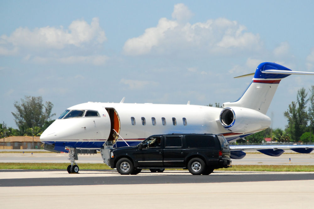 Luxury private jet parked and waiting for celebrity client