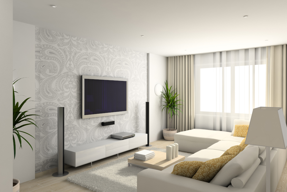 living-room with the modern furniture