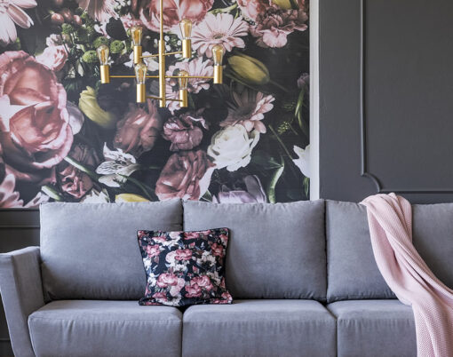 floral wallpaper living room