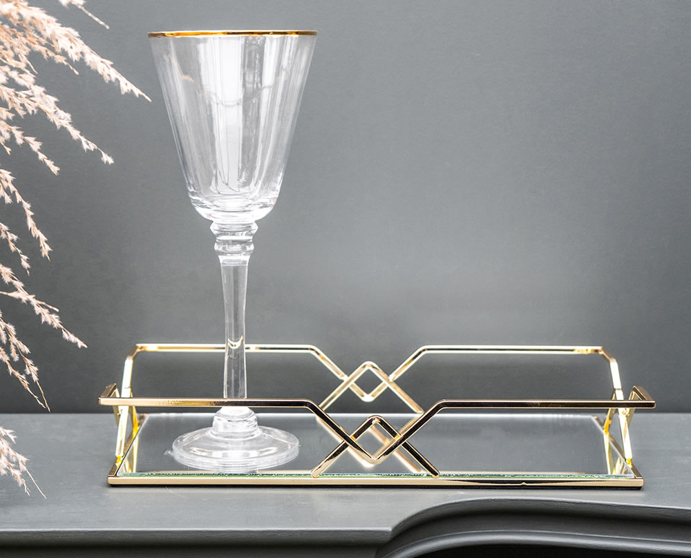 gold tray with glass