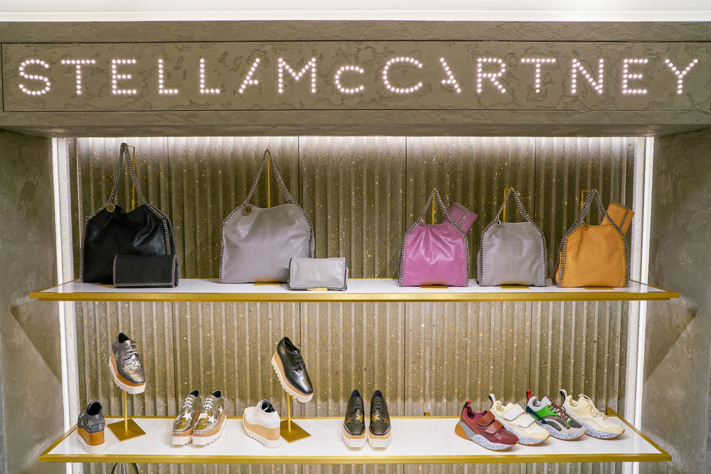 Stella McCartney products on display at a second flagship store of Rinascente in Rome