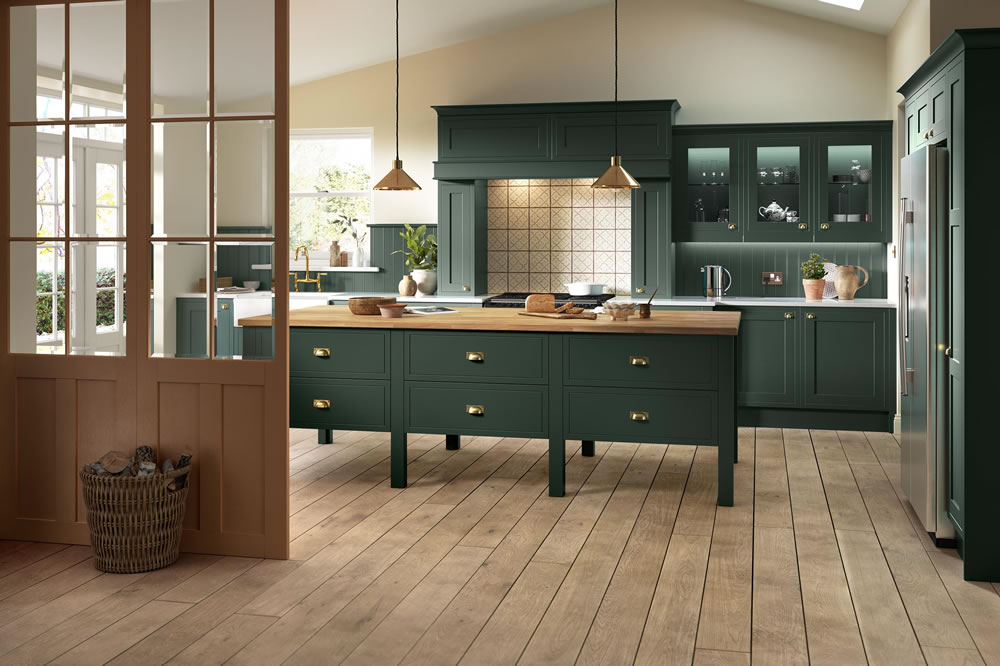 luxury green kitchen with island