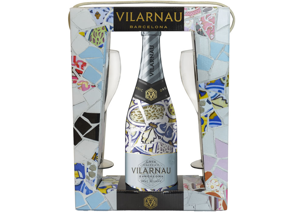 Vilarnau Brut and 2 glasses gift pack