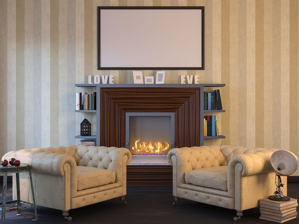 Bioethanol fireplace in home