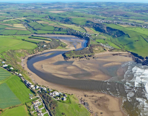 Aerial View Of Bigbury Beach In Devon
