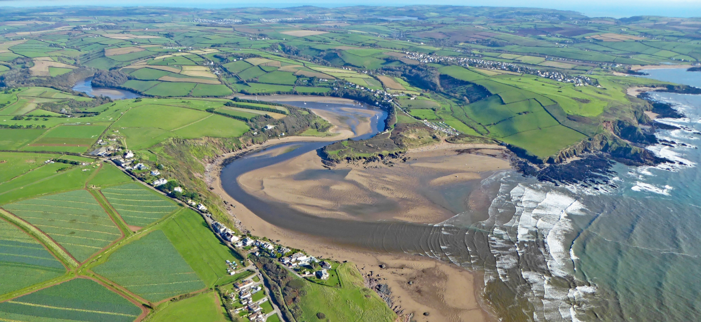 Aerial View Of Bigbury Beach In Devon