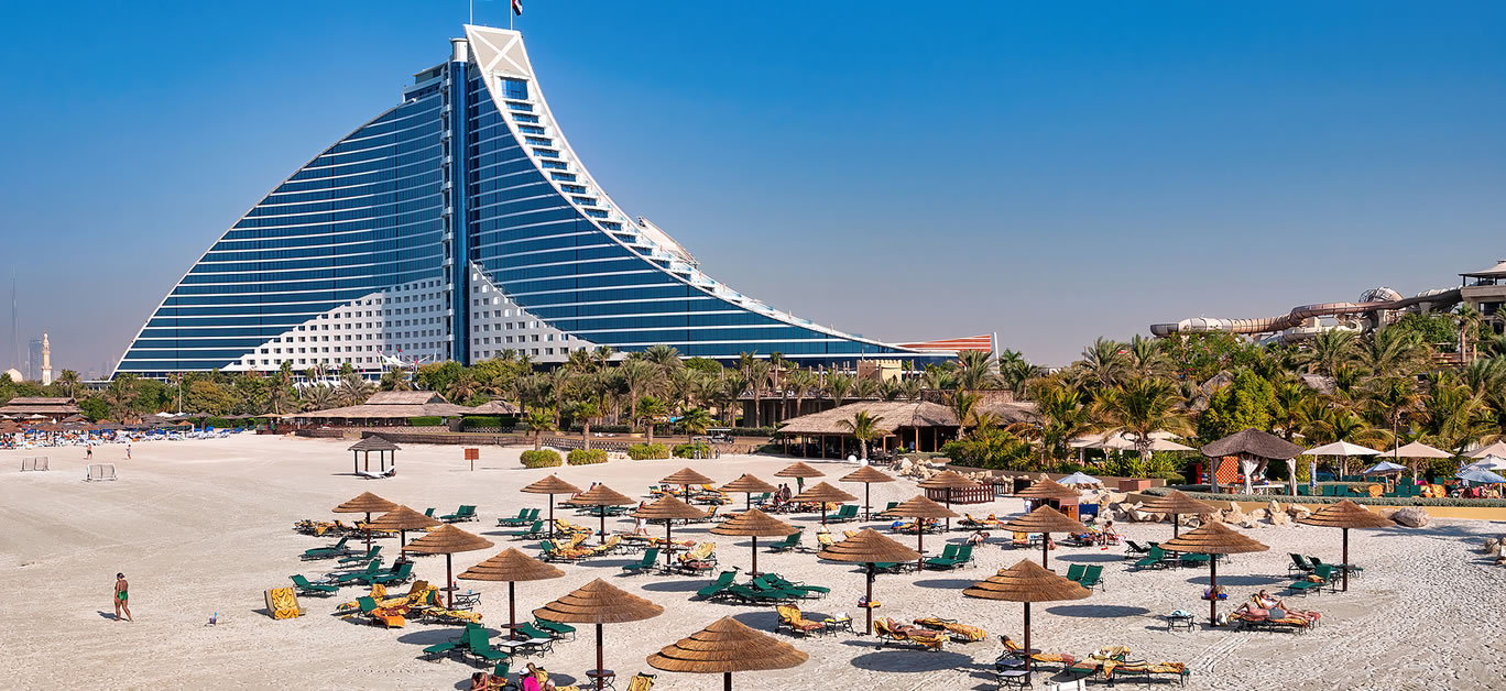 View of Jumeirah Beach Hotel with his private beach space