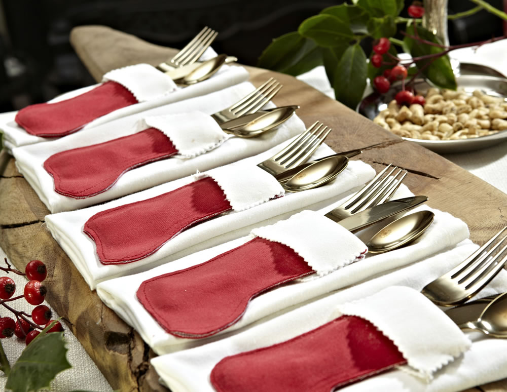 Table settings for Christmas