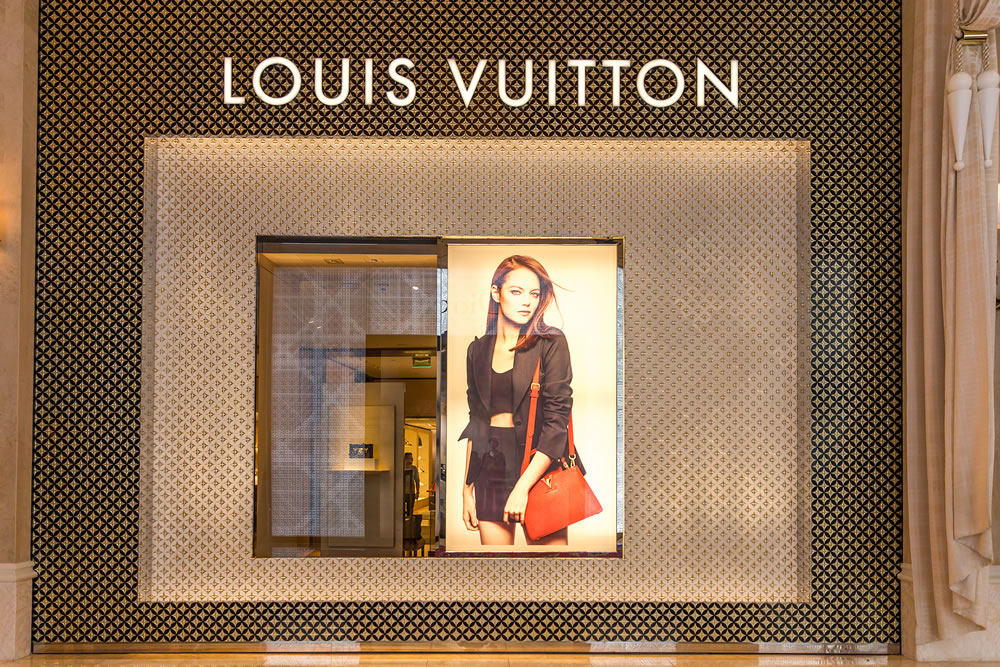 Louis Vuitton logo in store in Wynn hotel in Las Vegas