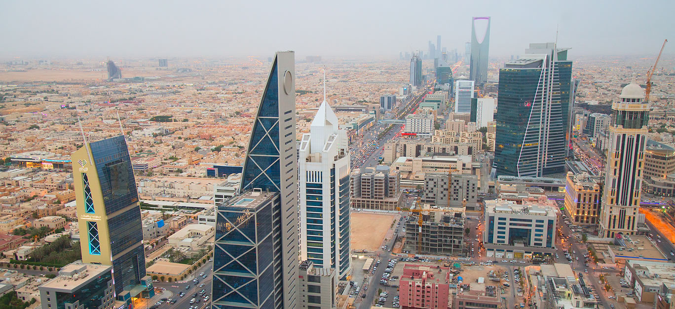 Aerial view of Riyadh downtown on February 29, 2016 in Riyadh, Saudi Arabia