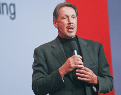 CEO of Oracle Larry Ellison makes his speech at Oracle OpenWorld conference in Moscone center on Sep 22 2010