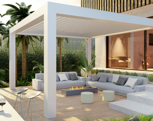 3D illustration of modern private villa with outdoor patio