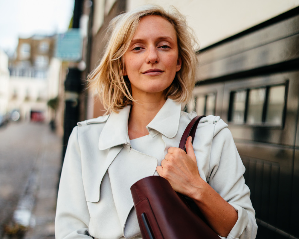 Jessica Kruger, founder of luxury vegan handbag company LUXTRA