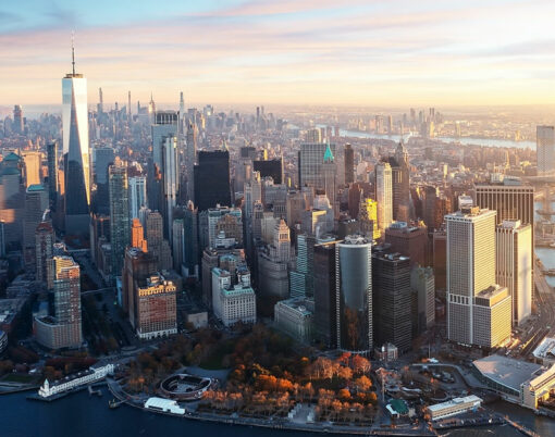 New York City panorama skyline at sunrise
