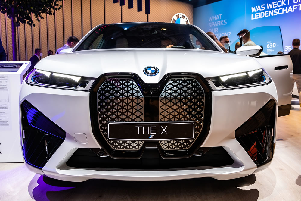 BMW iX all-electric SUV car showcased at the IAA Mobility 2021 motor show in Munich, Germany