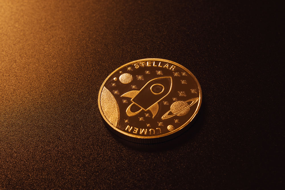 Closeup shot of stellar coin over dark background