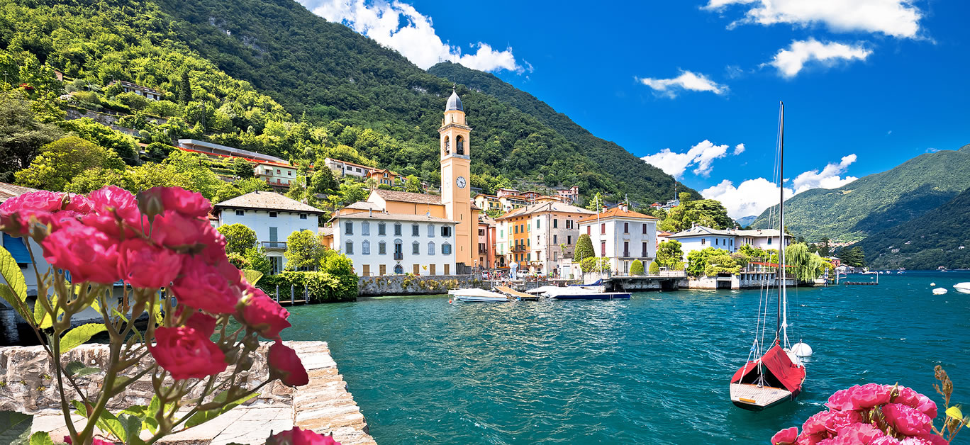 Laglio. Idyllic town of Laglio and Como lake waterfront view, Lombardy region of Italy
