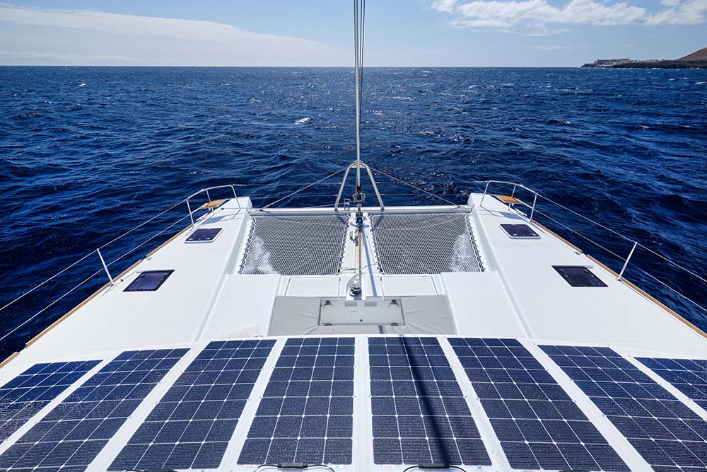 Superyacht with solar panels