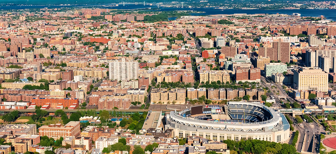 Aerial view of Yankee Stadium in the Bronx, New York
